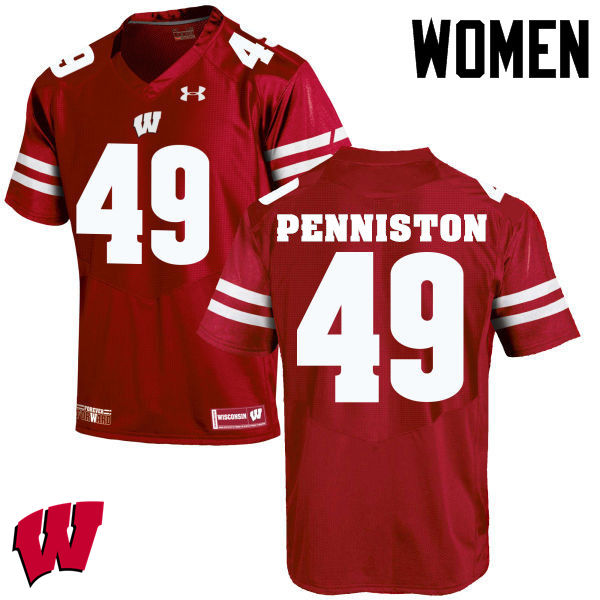 Wisconsin Badgers Women's #49 Kyle Penniston NCAA Under Armour Authentic Red College Stitched Football Jersey ML40P42OS
